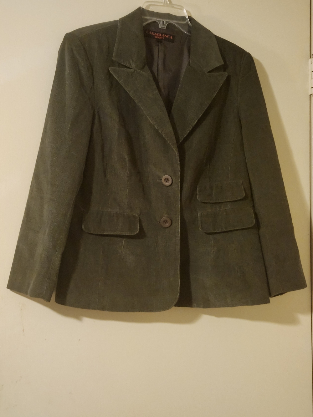 Women's Vintage Casablanca Olive Green Corduroy Suit Jacket PL